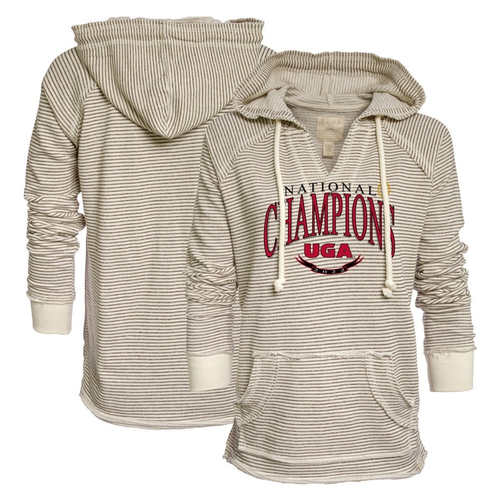 Georgia Bulldogs Blue 84 Women's College Football Playoff 2022 V-Neck Hoodie NEW